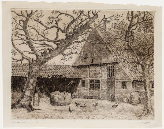 Pieter Arie Nijgh (1876-1959) - Early 20th Century Etching, Twente Farmhouse