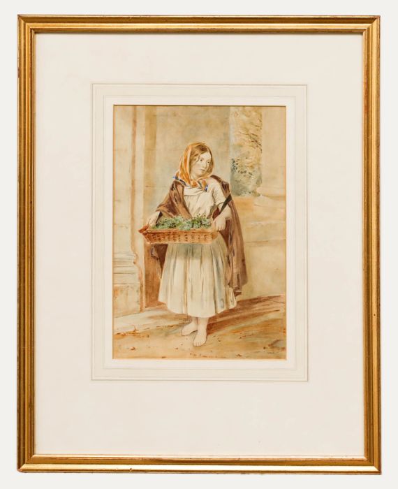 Framed Late 19th Century Watercolour - The Watercress Seller