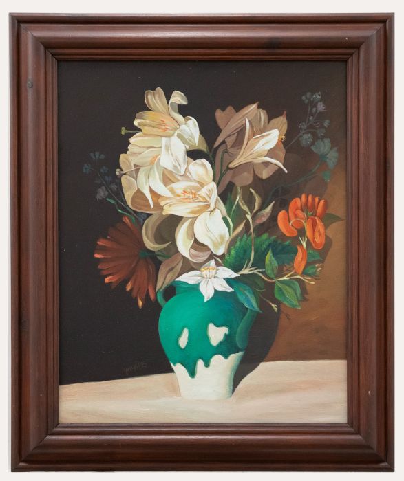 Contemporary Acrylic - Lilies in a Blue Vase