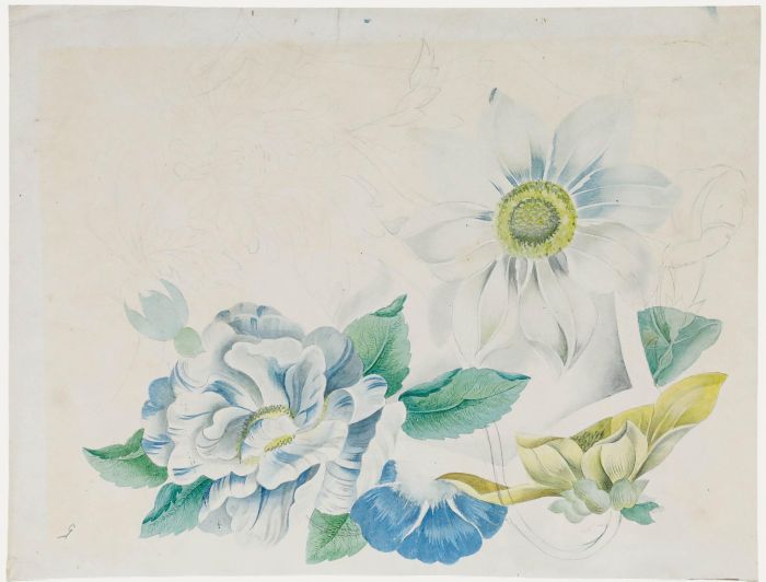 Mid 19th Century Watercolour - Botanical Study with Clematis
