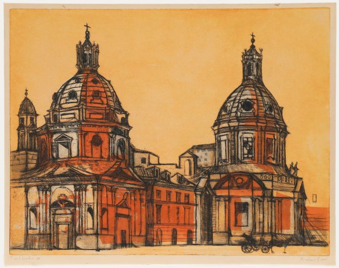 Richard Beer (1928-2017) - 20th Century Etching, Two Churches