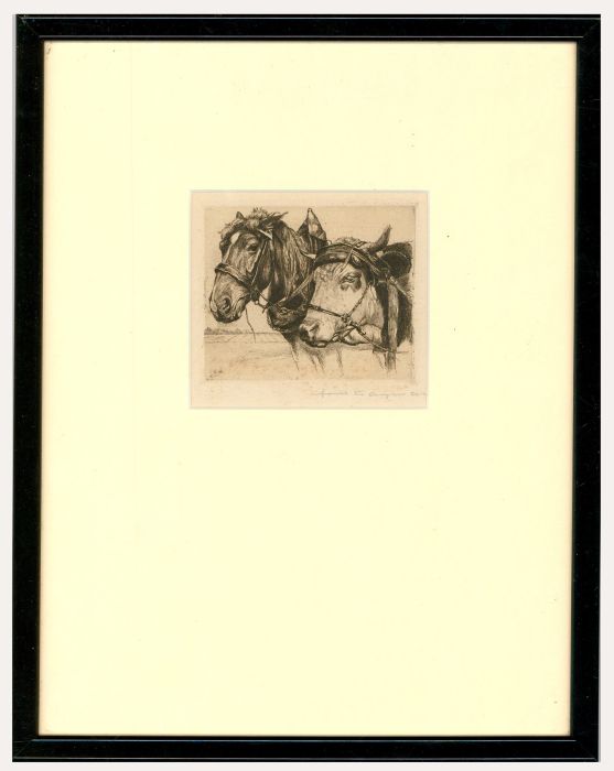 Ernst Haymann (1873-1947) - Framed Early 20th Century Etching, Horse & Oxen