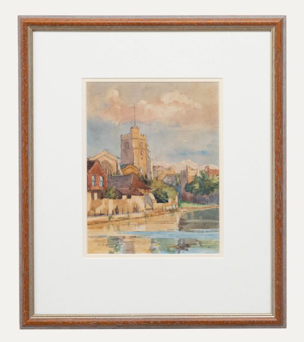 F.L. Blancherty - Framed Mid 20th Century Watercolour, Riverside Town
