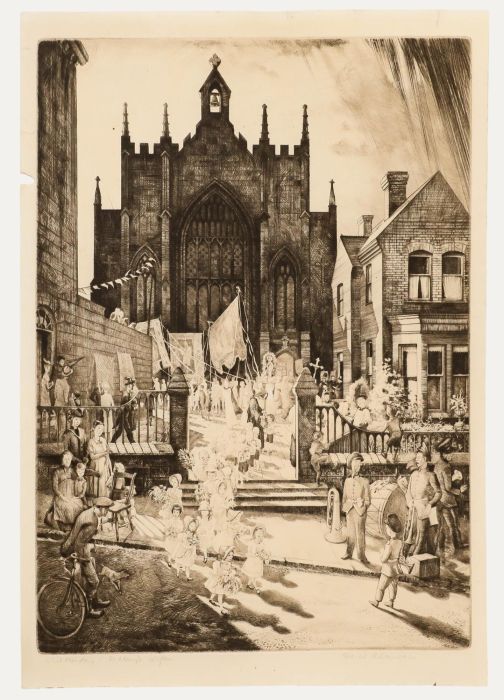 George Worsley Adamson - 20th Century Etching, Whit Monday