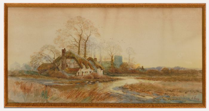 E. Lewis  - Early 20th Century Watercolour, Cottage on the River