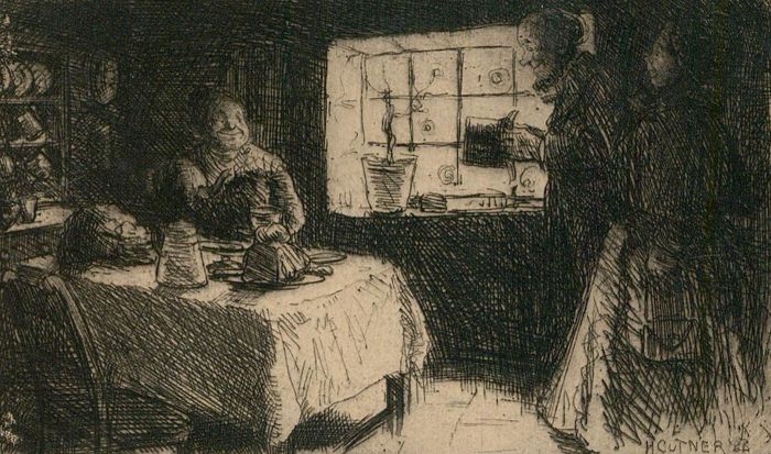 Herbert Cutner (1881-1969) - Early 20th Century Etching, Visitors