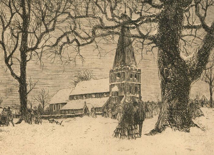 Herbert Cutner (1881-1969) - Mid 20th Century Etching, A Christmas Service