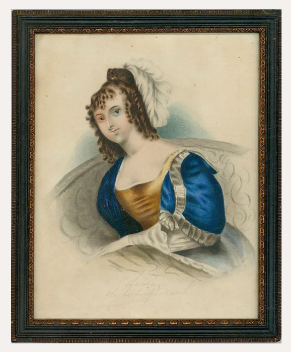 Framed Early 19th Century Watercolour - Laura, The Bride of Petrarch