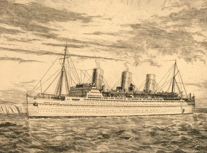 Herbert Cutner (1881-1969) - Mid 20th Century Etching, RMS Empress of Britain