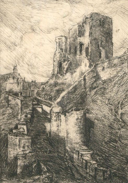 Herbert Cutner (1881-1969) - Mid 20th Century Etching, Castle Ruins