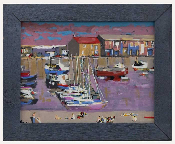 Framed Contemporary Oil - Lyme Regis Harbour