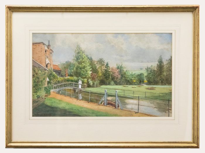George Parsons Norman (1840-1914) - Watercolour, Waiting on the Garden Bridge