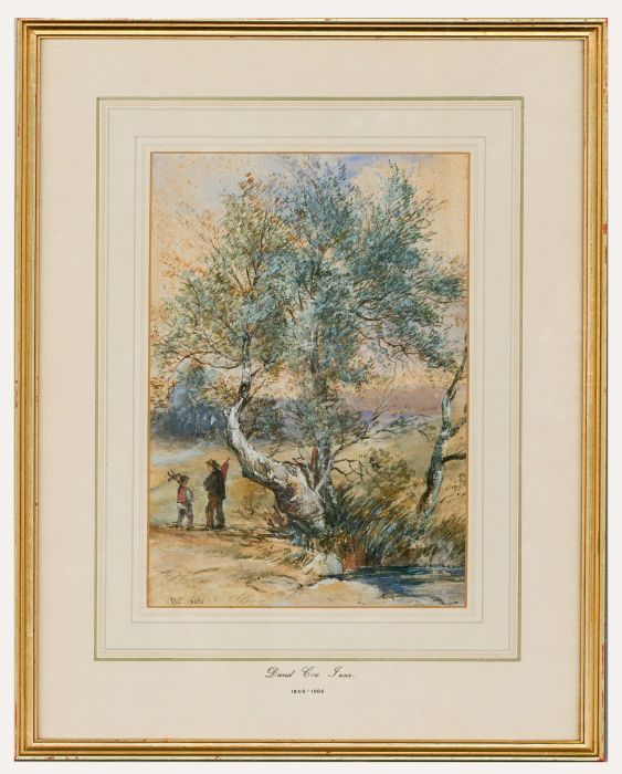 Follower of David Cox Jnr. ARWS (1809-1885) - Watercolour, Figures by a Stream