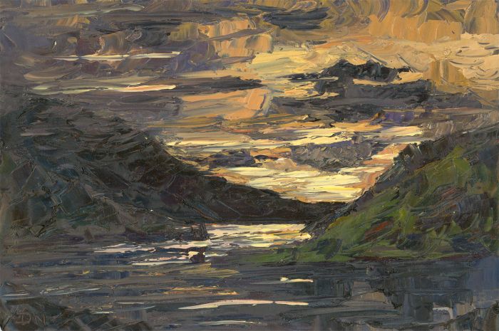 Daniel Nichols - Contemporary Oil, Loch at Dusk