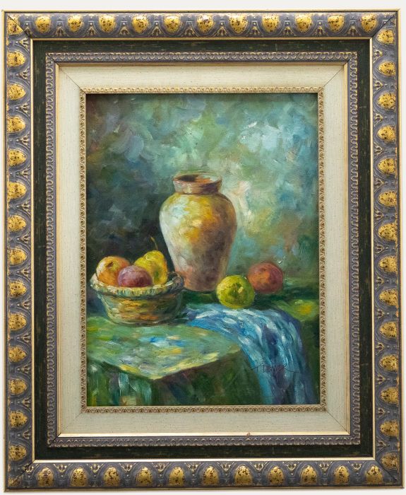 T. Denver - 20th Century Oil, Fruit on Blue