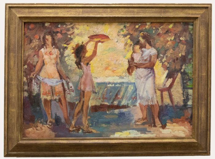 Mid 20th Century Oil - Sunlit Garden