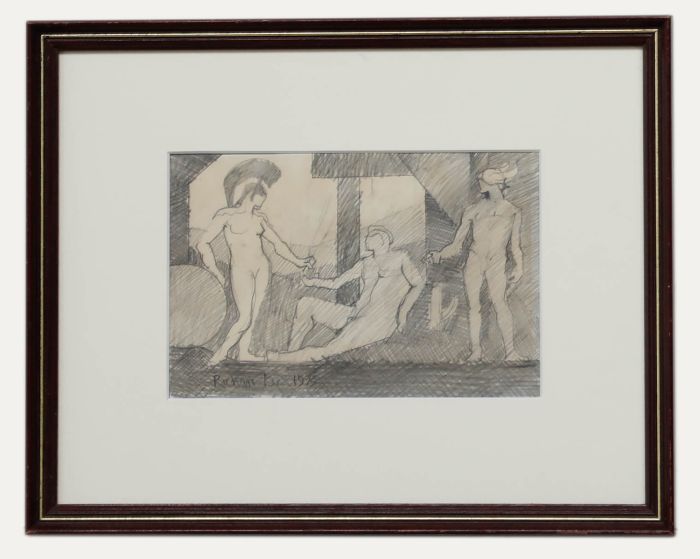 Richard Box - 1973 Graphite Drawing, Classical Figures