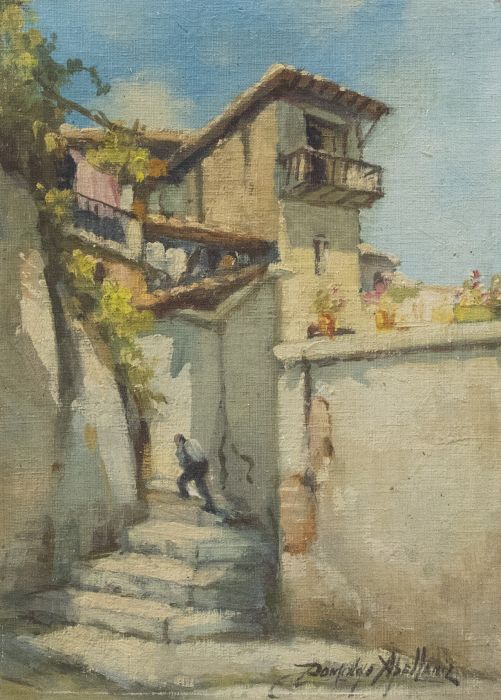 Early 20th Century Oil - Villa Steps