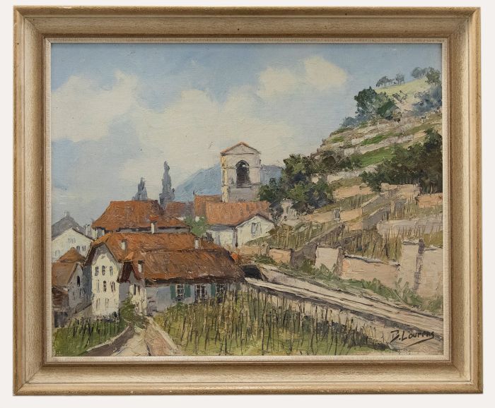 Benjamin Lourens (1910-1987) - Framed 20th Century Oil, Alpine Village