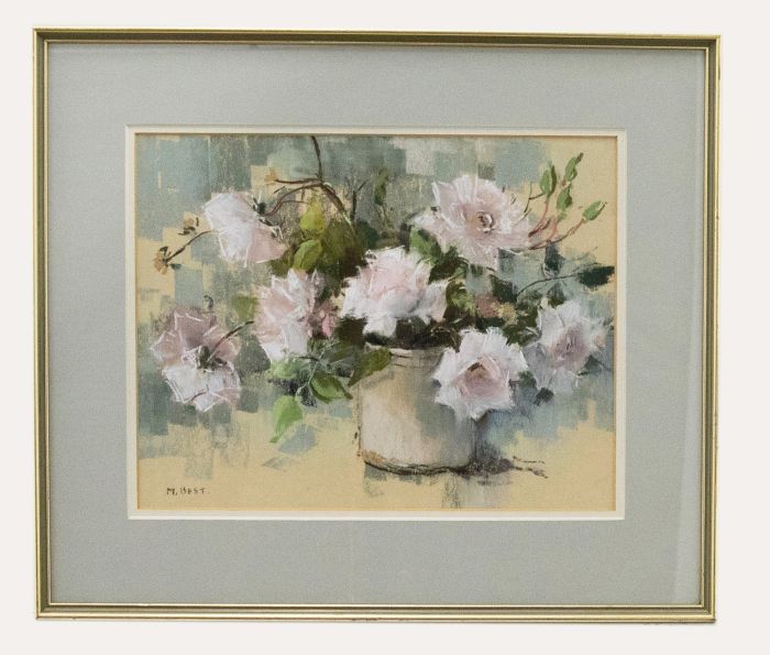Marjorie Best (1903-1997) - 20th Century Pastel, A Pot of Roses