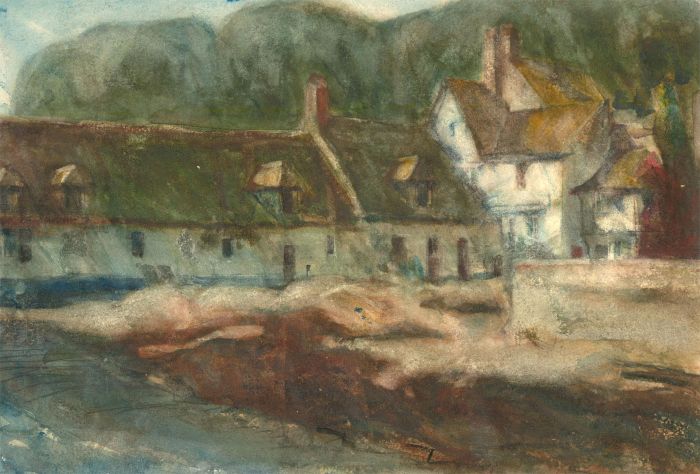 Henry Boddington (1849-1925) - 1903 Watercolour, Beachfront Cottages