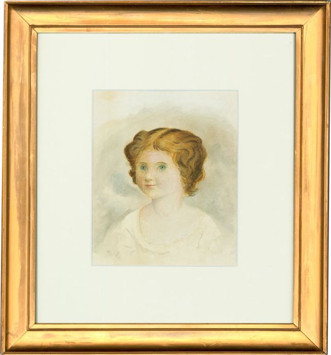 Framed Late 19th Century Watercolour - Portrait of a Girl