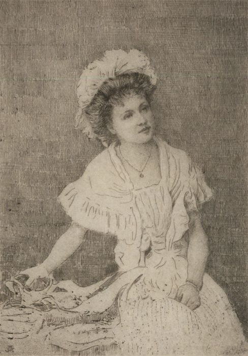 Robert Weir Allen (1851-1942) RWS RSW NEAC - 1931 Etching, Choosing Fabrics