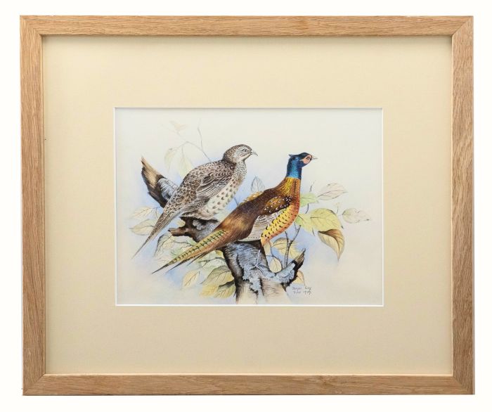 Bryan Cox - Framed 20th Century Watercolour, Pheasants Roosting in a Tree