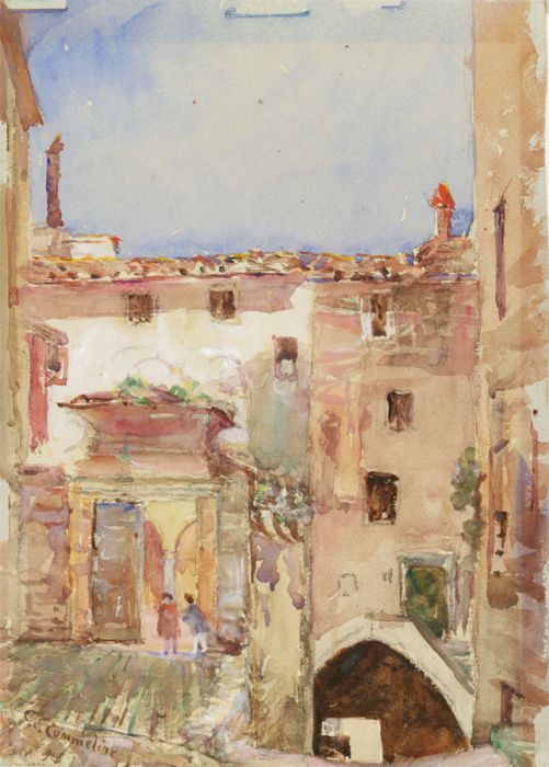 C. Commeline - Early 20th Century Watercolour, Portuguese Village