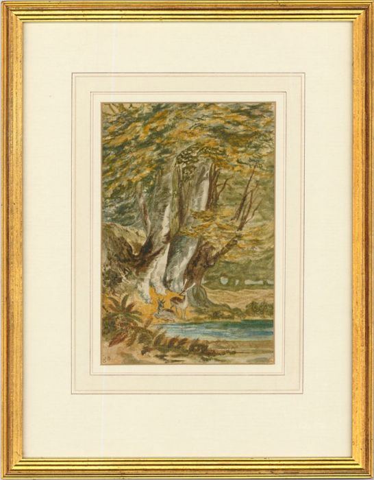 Edwin Bracker  - Framed Late 19th Century Watercolour, Deer in the Forest