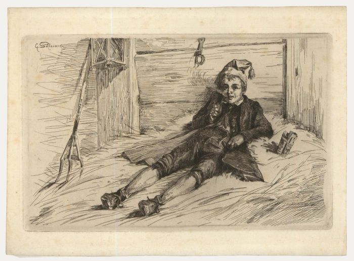 After Carl Schloesser (1832-1914) - A Pair of Etchings, Before & After