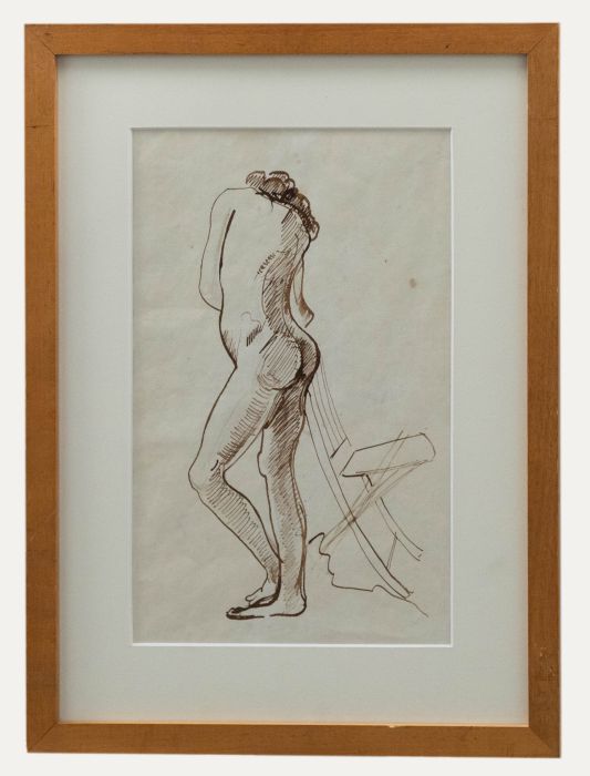 20th Century Pen and Ink Drawing - Nude