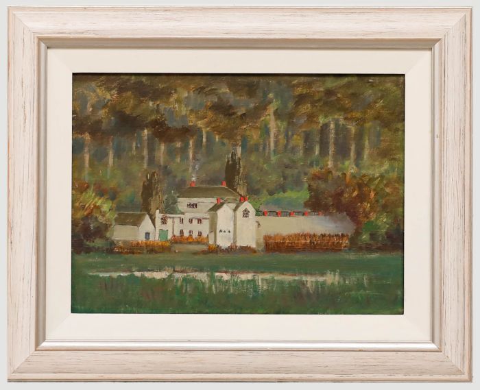 Framed 20th Century Oil - Chateau in a Landscape