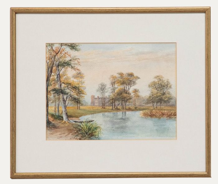 Framed Late 19th Century Watercolour - Parkland Landscape with Cattle