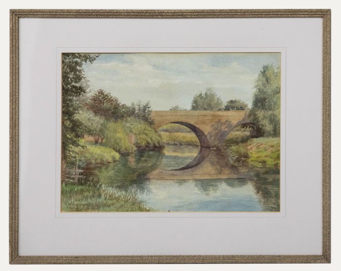 F. Wingman  - 1947 Watercolour, Bridge in Warwickshire