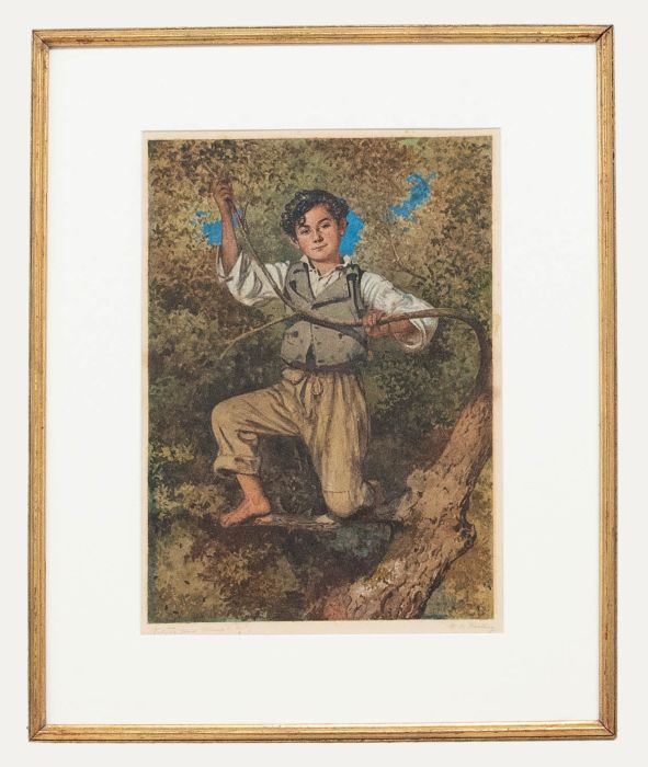 W. O. Harding  - Early 20th Century Watercolour, Shaking Down Olives