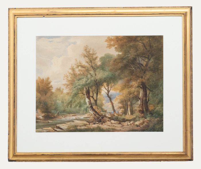 Framed English School Mid 19th Century Watercolour - The Fishing Trip
