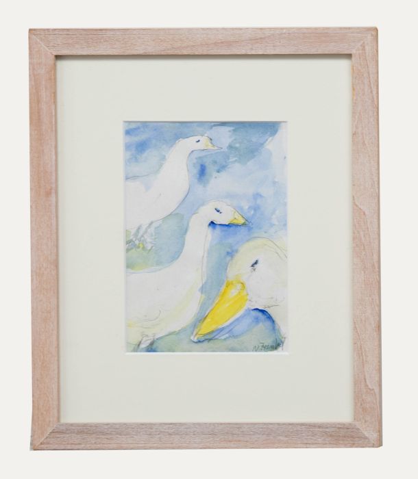 Nan Frankel - Framed Contemporary Watercolour, Geese