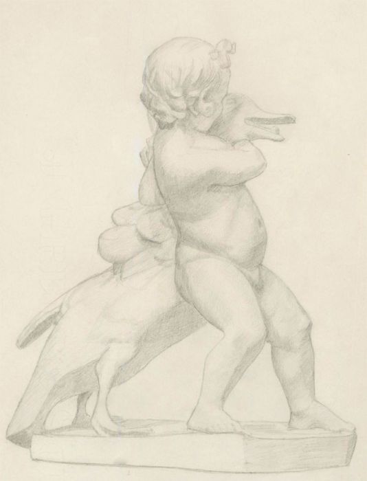 Lorna Bing (1897-1993) - 1920 Graphite Drawing, Boy Playing with a Goose