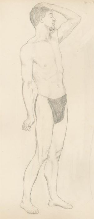 Lorna Bing (1897-1993) - 1920 Graphite Drawing, Standing Male Nude