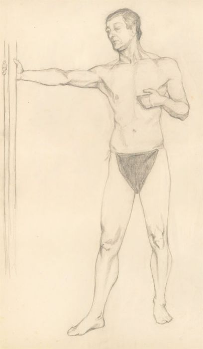 Lorna Bing (1897-1993) - 1920 Graphite Drawing, Standing Male II