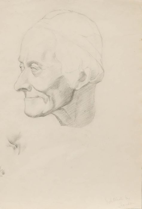 William Kerry - Early 20th Century Graphite Drawing, Voltaire by Houdon