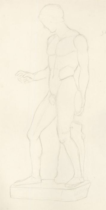 Lorna Bing (1897-1993) - 1915 Graphite Drawing, Discus Thrower