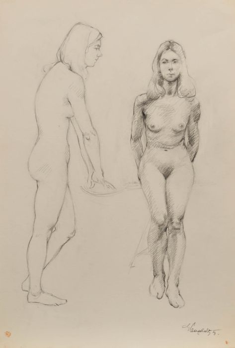 E.P. Clapholt - 1971 Graphite Drawing, Nude Studies