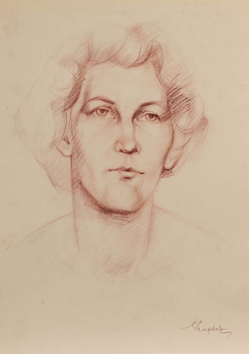 E.P. Clapholt - Mid 20th Century Pastel, Face Study