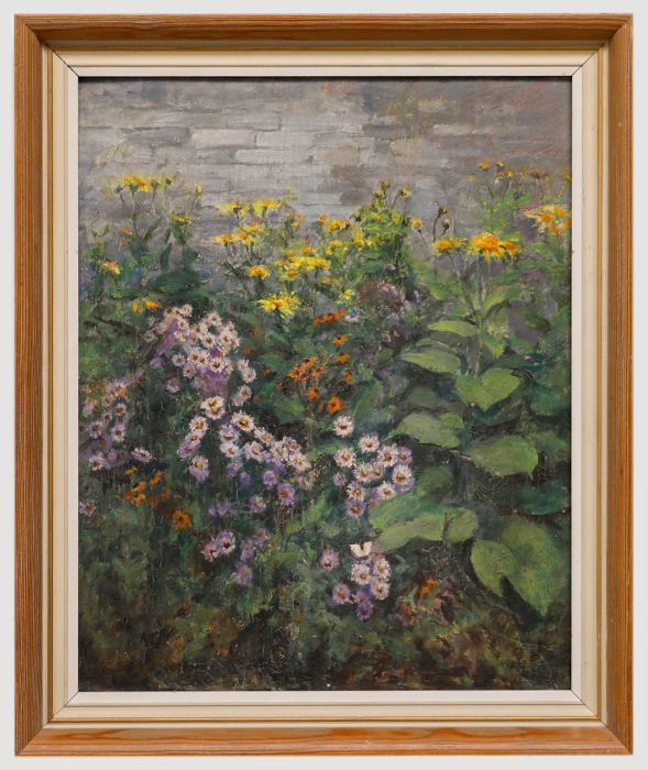 Framed 20th Century Oil - Cottage Garden