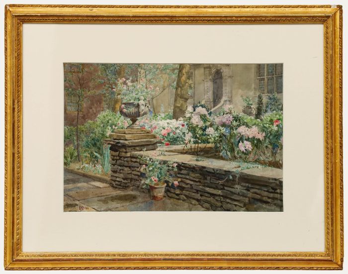 R. S. Mayer - 1920 Watercolour, A Garden in Dickens' Land