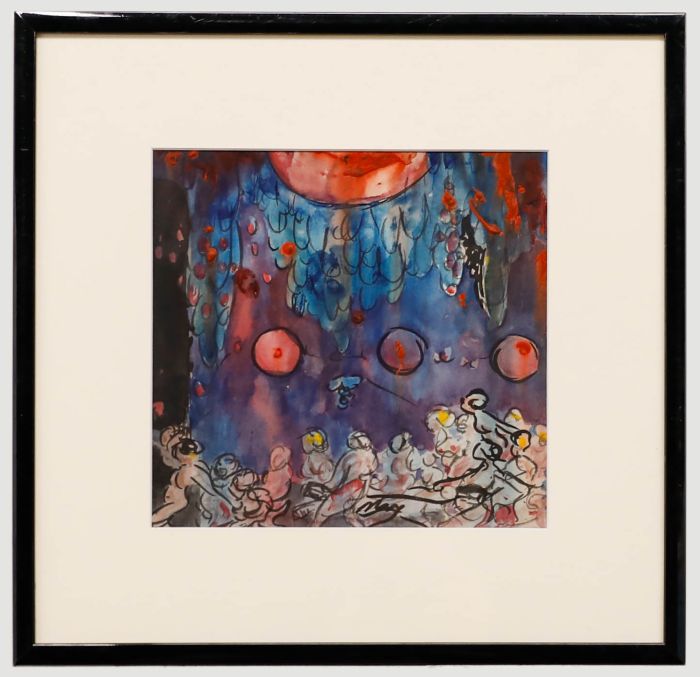 Framed 20th Century Watercolour - A Theatrical Set Design