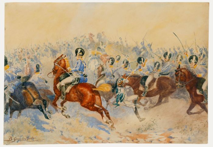 Bernard Granville Baker - Early 20th Century Watercolour, Charge of the Cavalry