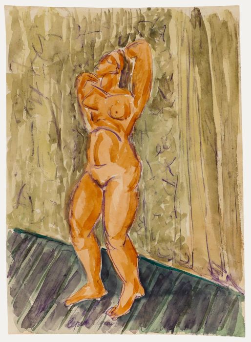 20th Century Watercolour - Standing Nude